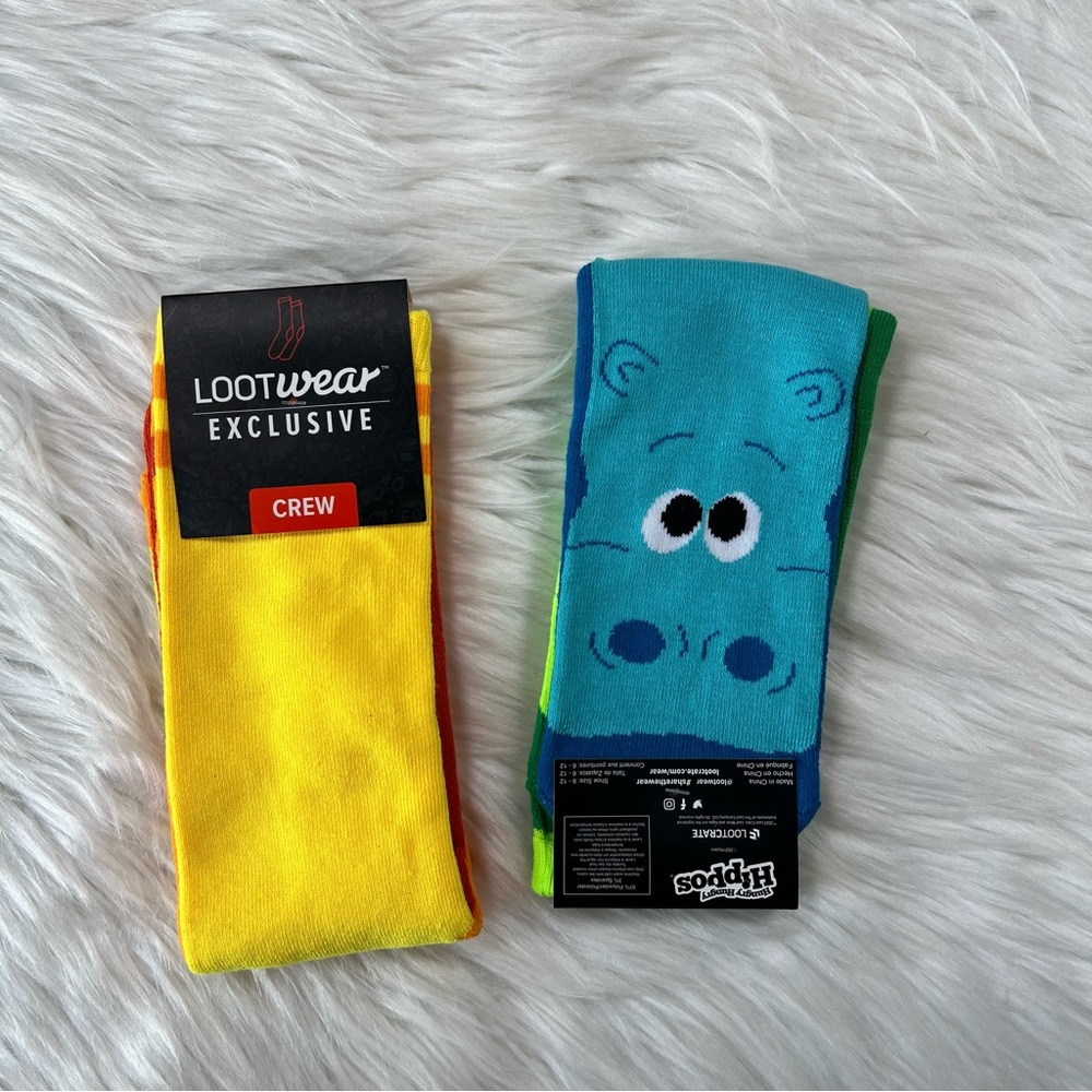 NWT Loot Wear Exclusive Hungry Hungry Hippos Crew Socks